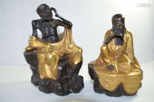 Pair of Chinese  Bronze Bronze Luohan
