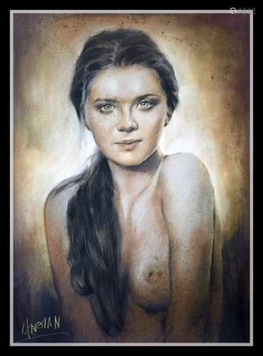 Pastel Drawing Painting , Portrait of Girl