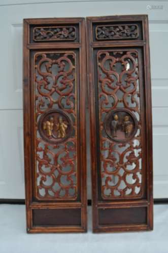 Pair of 19th Chinese Wood Panel, open work