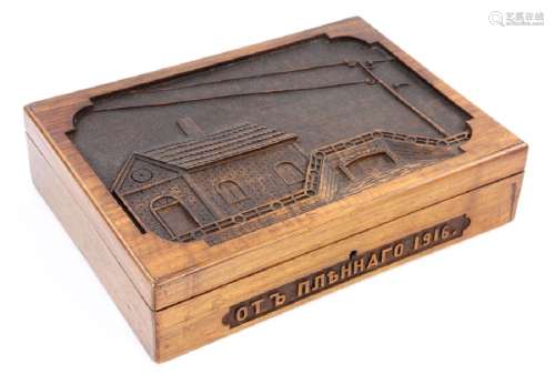 Russian Carved Wood Cigar Box
