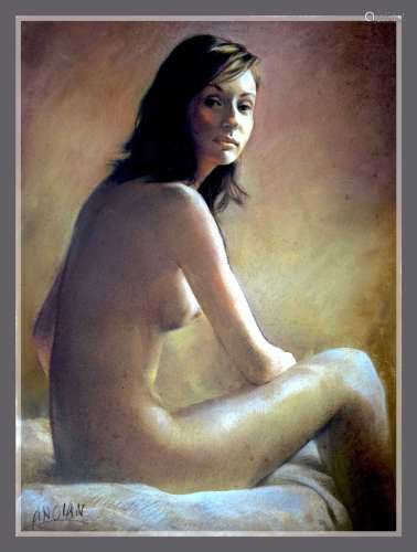 Pastel Drawing Painting , Nude Lady