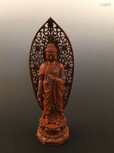 Huan Yan Wood Buddha Figure