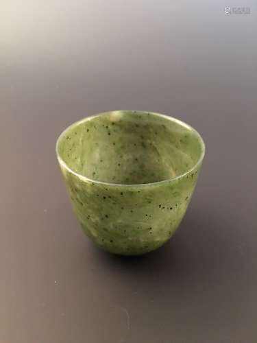 Chinese Hetian Green Jade Tea Cup