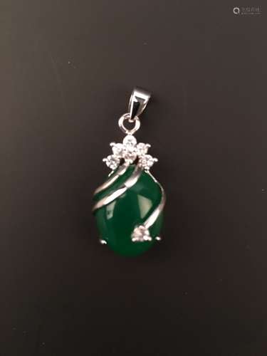 Silver Green Jade Pendant