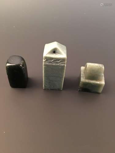 Three piece of Green Jade Seals