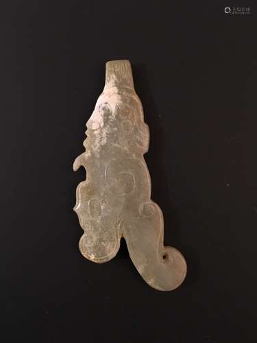 Fine Western Zhu Green Jade Pendant