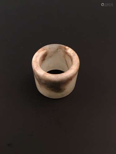 Chinese Old Hetian White Jade Ring