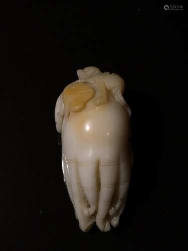 Chinese Beijing Glass Carved Hand