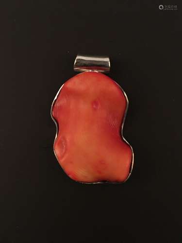 Silver Red Coral Pendant