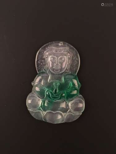 Fine Ice Jade Guanyin Pendant