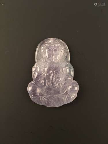 Chinese Ice Jade Guanyin Pendant