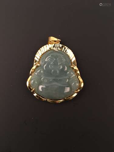 Chinese Green Jade Buddha Pendant