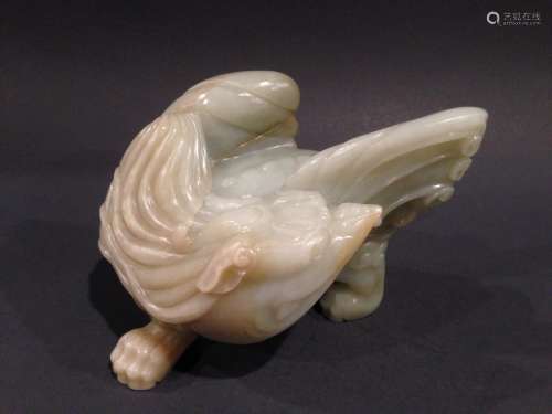 OLD Large Chinese Celadon White Jade Dragon Beast Carvings, 18th Century. 6 1/2