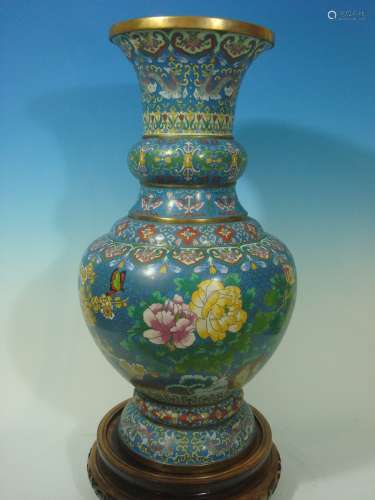 OLD Chinese Cloisonne Floor Vase, 26