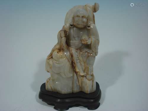 ANTIQUE Chinese  White Jade Buddha Lohan, 19th C. 10