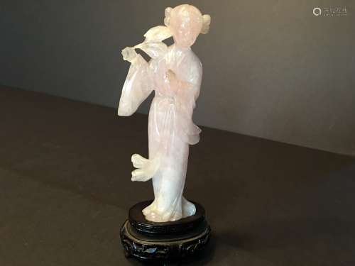 OLD Chinese Pink Quartz Guanyin,  figure itself is 5 1/2