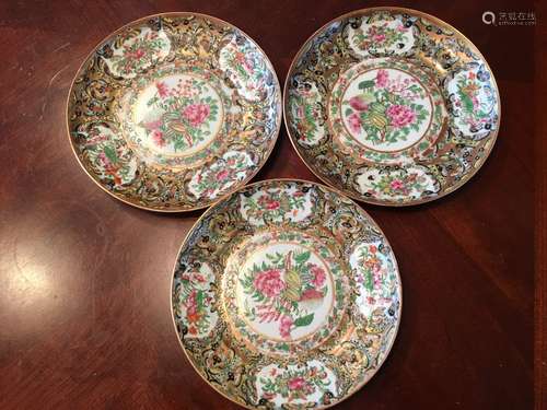 ANTIQUE Chinese Famille Rose Butterfly plates (6 pieces), 19th Century, 8