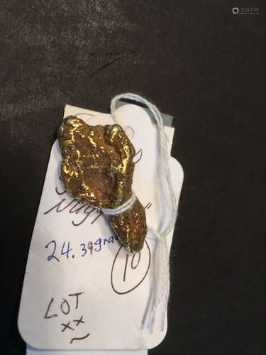 Natural Yellow Gold Nugget.  Weight: 24.39 grams