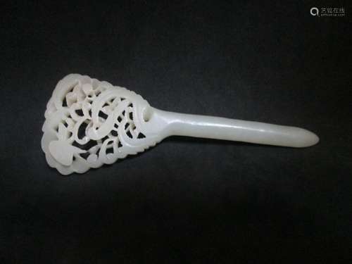 OLD Chinese White Jade Hair pin,  11 cm x 4 cm x 0.9 cm