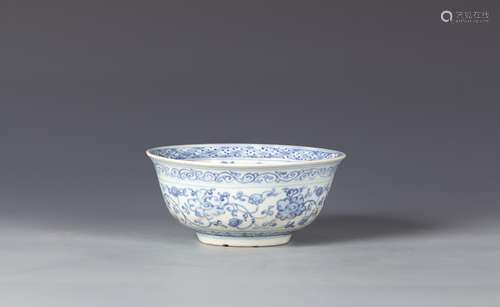 Ming Style Cobalt Blue Porcelain Bowl