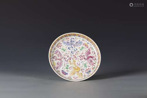 Famille Rose  Porcelain flat bottom dish