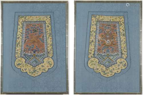 A PAIR OF FRAMED CHINESE ROYAL EMBROIDERY