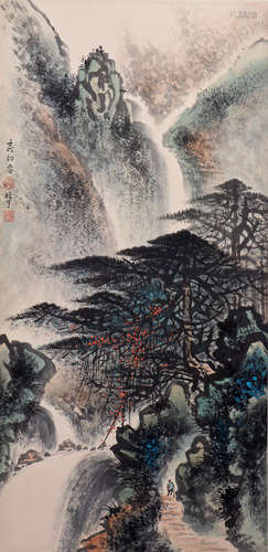 A CHINESE SCROLL PAINTING OF FLORAL MOTIF