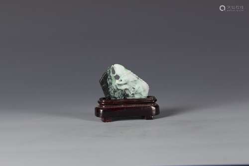 Chinese auspicious jade ornament with base