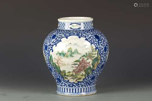 A Chinese famille rose porcelain pomegranate vase