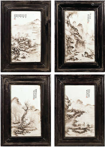 FOUR PORCELAIN  PLAQUE PANEL