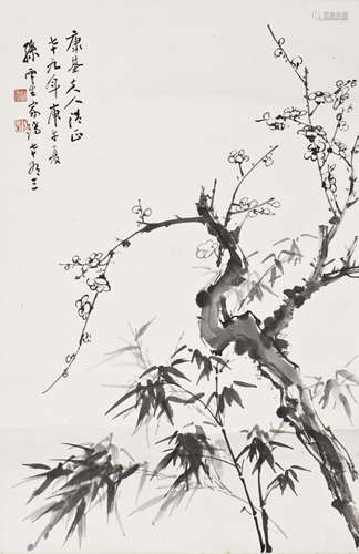 A CHINESE SCROLL PAINTING OF PLUM FLOWER MOTIF, AFTER SUN YUNSHENG