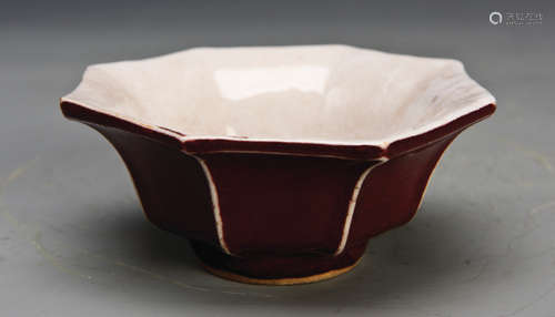 A Red Glazed Lotus Bowl