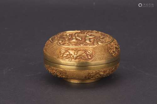 CHINESE GILT GOLD BOX WITH COVER