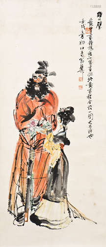 A CHINESE SCROLL PAINTING OF ZHONG KUI, AFTER CHENG SHIFA