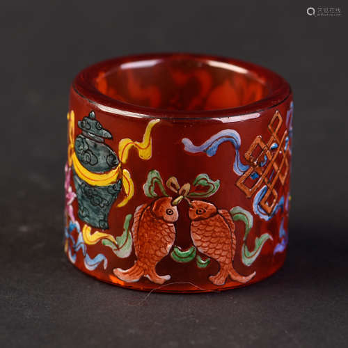 A PEKING GLASS THUMB RING