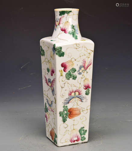 A Famille Rose Square Vase