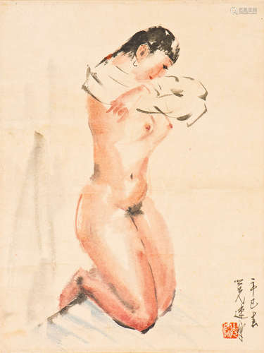 A CHINESE SCROLL PAINTING OF FIGURAL MOTIF