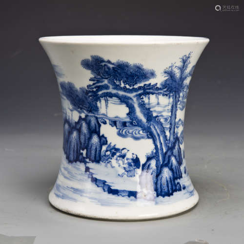 A White and Blue Porcelain Brush Wash