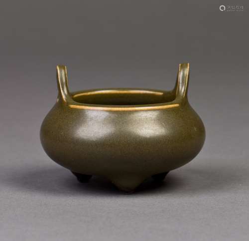 A  SMALL TEADUST-GLAZED PORCELAIN CENSER