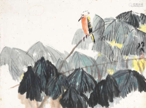 李琼久 枝头小鸟 1970年代作 设色纸本