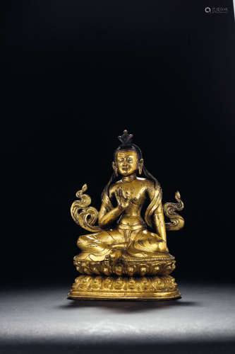 16世纪 无畏笈多大师—阿巴雅卡拉古达 西藏 合金铜鎏金