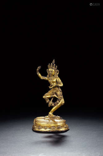 16世纪 铜鎏金金刚亥母 西藏 合金铜鎏金