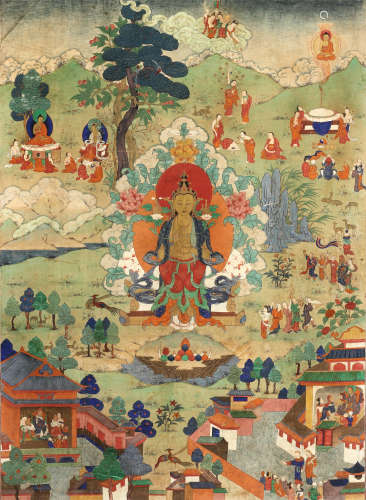 18世纪 弥勒菩萨 西藏 布面矿物彩