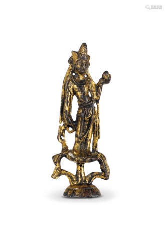 11世纪 铜鎏金观音立像 中原 合金铜鎏金