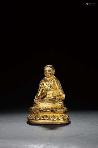 15世纪 铜鎏金玛尔巴像 西藏 合金铜鎏金