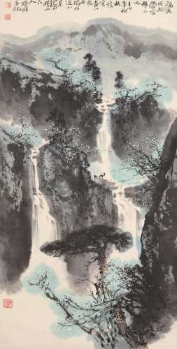 刘宝纯 壬戌（1982)年作 泰山雨后 立轴 设色纸本