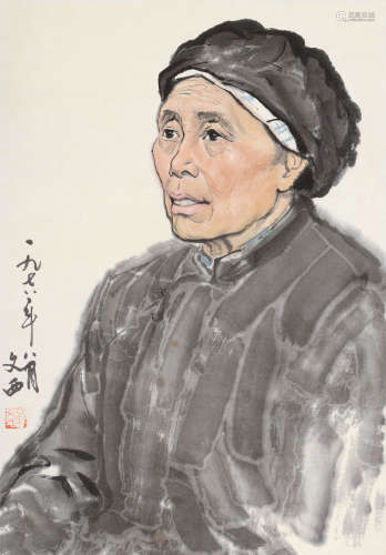 刘文西 1978年作 老妇 立轴 设色纸本