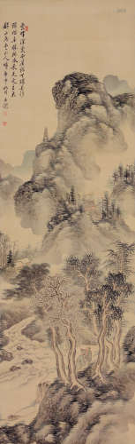 吴子深 庚申（1920年）作 溪山访友 立轴 设色绢本