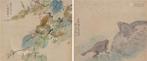 翁小海 庚寅（1830年）作 夏虫悠鸣 立轴 设色纸本