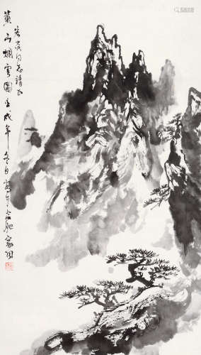 裴家同 壬戌（1982年）作 黄山烟云图 立轴 水墨纸本